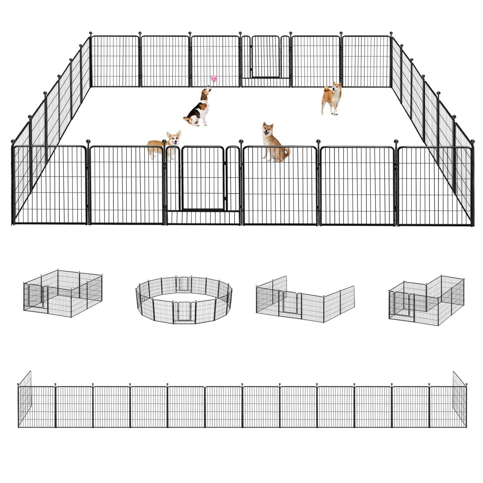 Jhsomdr Dog Playpen Outdoor 24 Panels 32" Height Heavy Duty Metal Dog ...