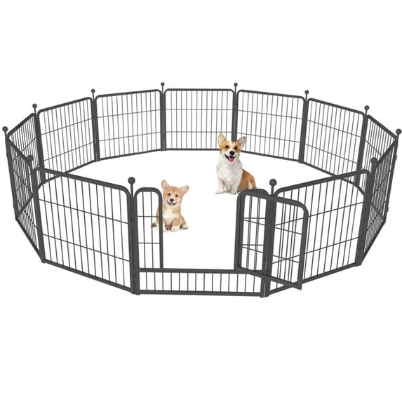 Jhsomdr Dog Playpen Outdoor 24 inch Height 12 Panels Metal Dog Fence Indoor Puppy Pen for Medium Small Dogs