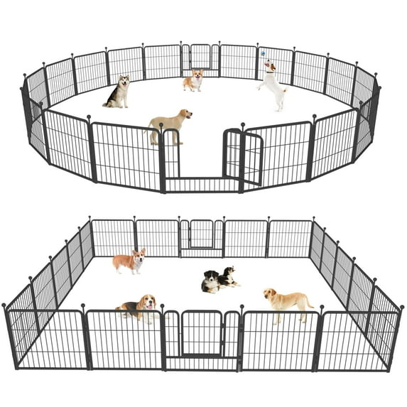 Jhsomdr Dog Playpen Outdoor 24 inch Height 20 Panels Metal Dog Fence Indoor Puppy Pen for Medium Small Dogs