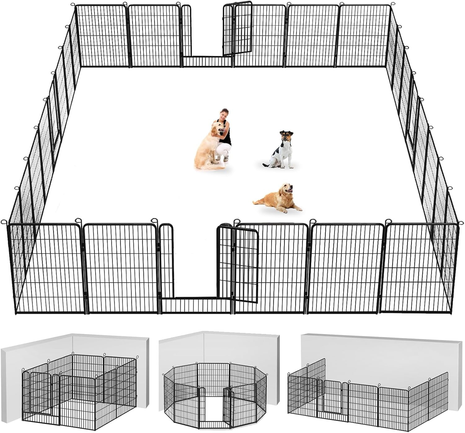 Jhsomdr Dog Playpen Outdoor 28 Panels 40" Height Heavy Duty Metal Dog Fence Puppy Playpen with Doors for Large/Medium/Small Dogs Indoor Pet Fence Exercise Dog Pen for RV, Camping, Yard