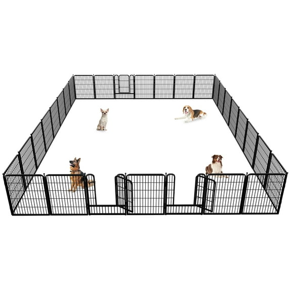 Jhsomdr Dog Playpen Outdoor 32" Height 30 Panels Heavy Duty Metal Dog Pen with Doors Indoor Puppy Playpen Pet Fence for Large/Medium/Small Dogs