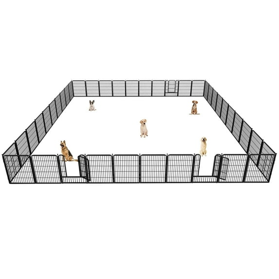 Jhsomdr Dog Playpen Outdoor 32" Height 40 Panels Heavy Duty Metal Dog Pen with Doors Indoor Puppy Playpen Pet Fence for Large/Medium/Small Dogs