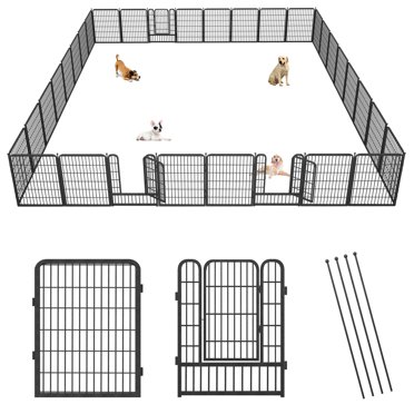 32" Tall 16-Panel Heavy Duty Metal Dog Playpen Exercise Fence Kennel - GENIQUA