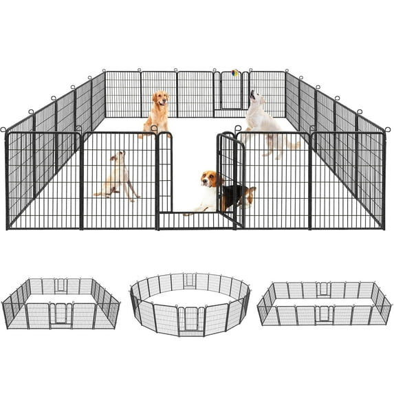 Jhsomdr Dog Playpen Outdoor 40" Height Dog Pen 20 Panels Metal Dog Fence Pet Puppy Playpen for RV, Camping, Yard