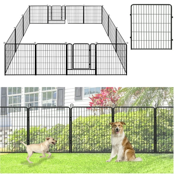Jhsomdr Garden Decorative Fence No Dig Fence 12 Panels 32" Height Heavy Duty Metal Animal Barrier Fence for Yard & Patio