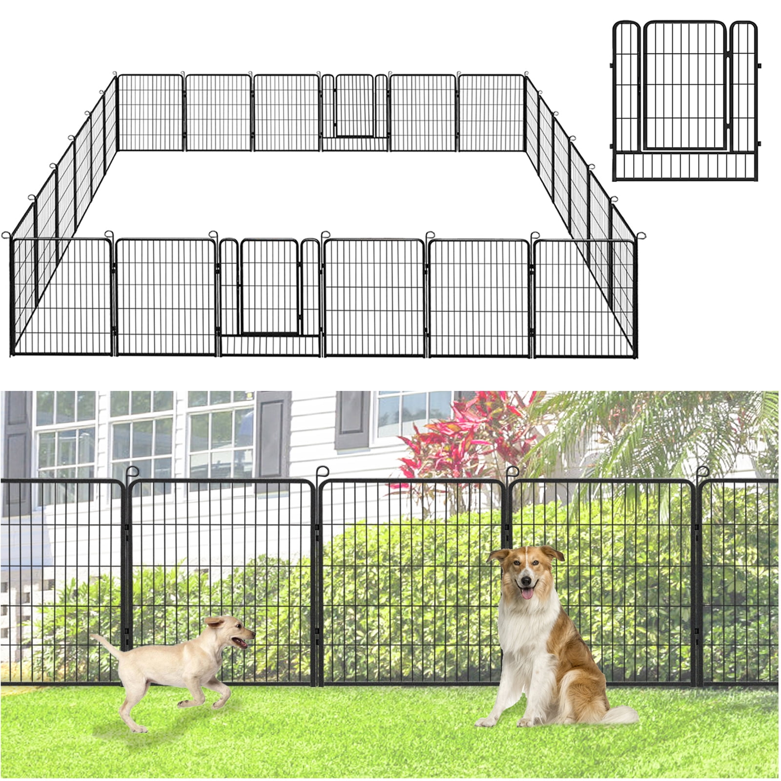 Jhsomdr Garden Decorative Fence No Dig Fence 20 Panels 32" Height Heavy Duty Metal Animal Barrier Fence for Yard & Patio