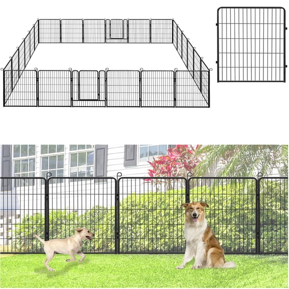 Jhsomdr Garden Decorative Fence No Dig Fence 24 Panels 32" Height Heavy Duty Metal Animal Barrier Fence for Yard & Patio