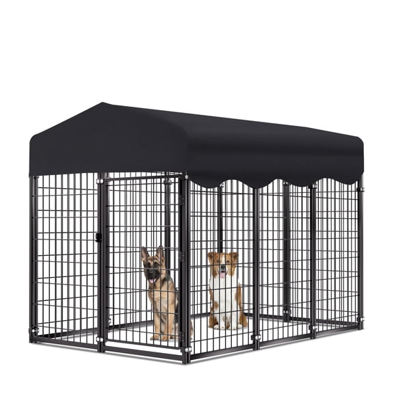 Jhsomdr Large Outdoor Dog Kennel, 6.2ft x 4ft x 4.5ft Dog Fence with UV-Resistant Roof, Outside Dog Run Dog Playpen for Small/Medium Dogs