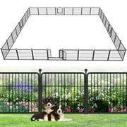 Jhsomdr Metal Garden Fence 107Ft(L) x 24in(H) 40 Panels Wire Animal Barrier Fence with Gate Outdoor Decorative Fence No Dig Fencing for Yard Patio