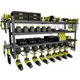thumbnail image 1 of Jhsomdr Power Tool Organizer Wall Mount Heavy Duty 8 Drill Holder Storage Rack 4 Layer Metal Garage Tool Organizers Utility Racks Shelf with Screwdriver/Plier/Hammer Holder, 1 of 9