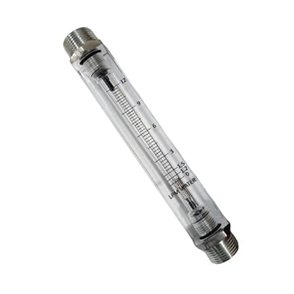 Ji Japsin Instrumentation Acrylic Tube Rotameter for Water, 0-12 LPM Range, 1" NPT (M) Stainless Steel Top & Bottom Connection, Accurate Flow Measurement for Water Applications