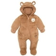 thumbnail image 1 of JiAmy Infant Baby Hooded Snowsuits Romper Fleece Playsuit Footed Jumpsuit Bear Ear Winter Outfits, 1 of 6