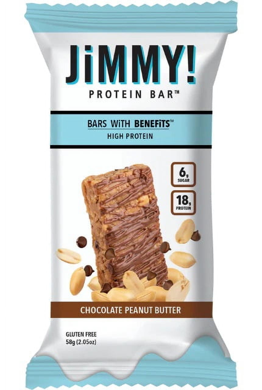 JiMMY! Chocolate Peanut Butter Protein Bars, 12 Count