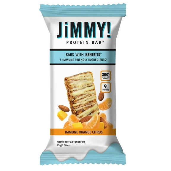 JiMMY! Immune Orange Citrus Burst Protein Bars, 12 Count