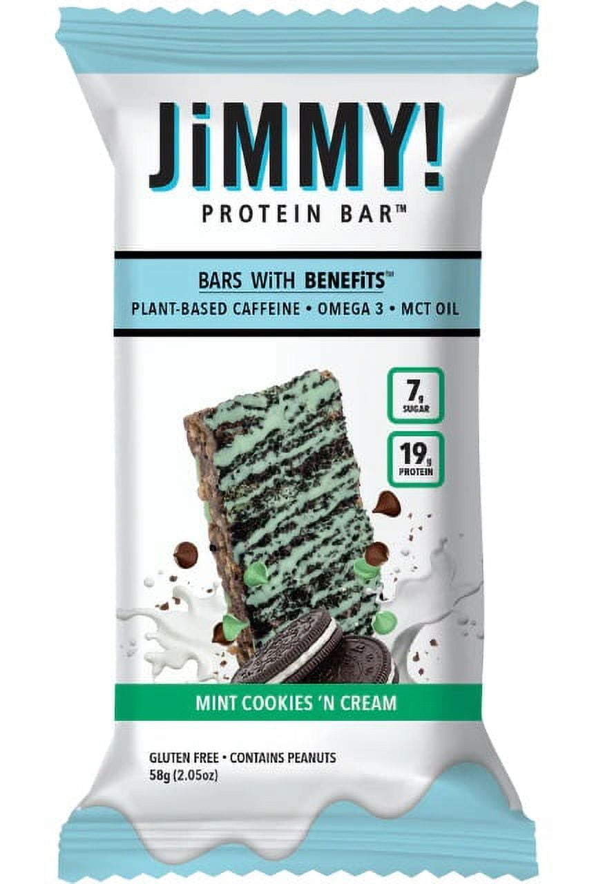 JiMMY! Mint Cookies 'N Cream (Wake & Focus) Protein Bars, 12 Count