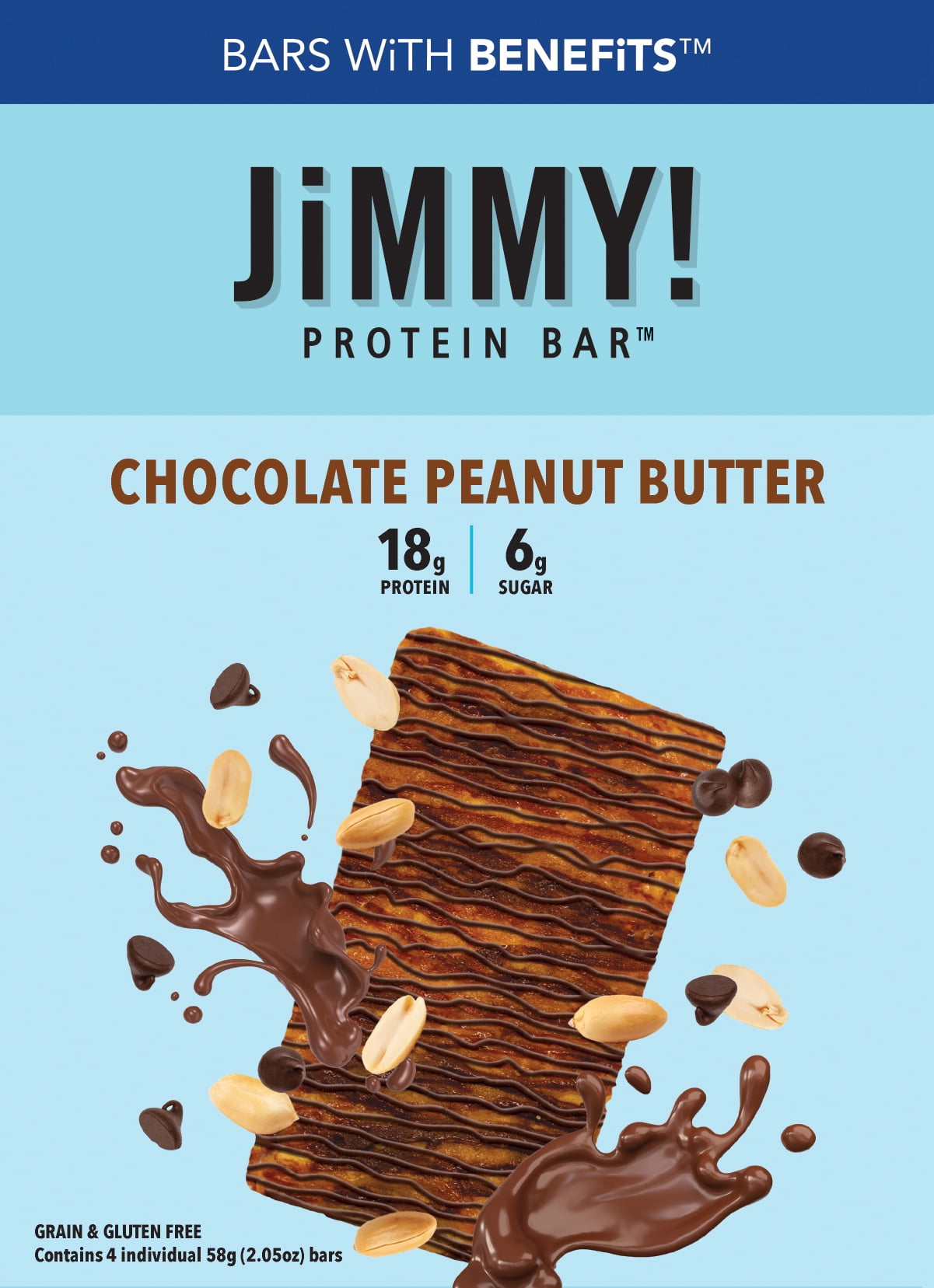 JiMMY! Protein Bars, Chocolate Peanut Butter, 4 Ct