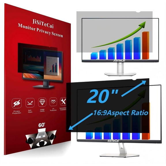 JiSiTeCai - 20 Inch Computer Privacy Screen Filter (16:09) - Premium Anti-Glare Computer Screen Cover - Anti Scratch - UV & Blue Light Screen Protector