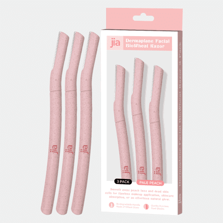 Jia Dermaplane Facial BioWheat Razor 3 Pack in Pale Peach