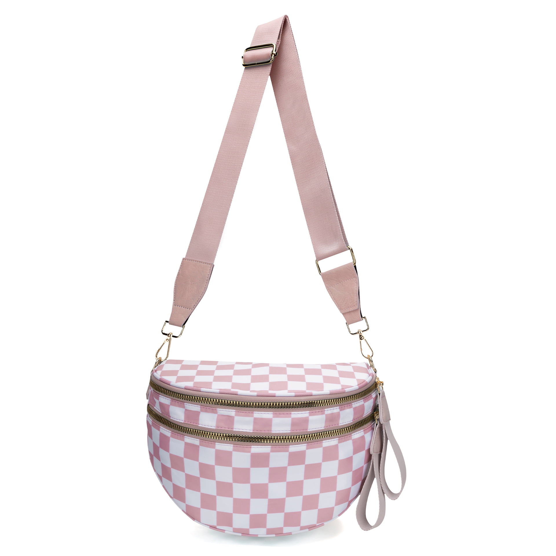 Jia Store Crossbody Bag,Checkered Purse for Women Black and White Bum Bag Fanny Packs Belt Bag Sling Bag with Shoulder Strap