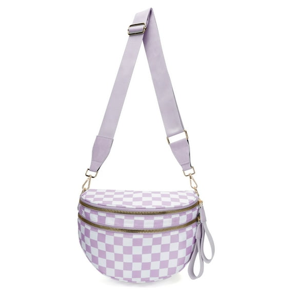 Jia Store Crossbody Bag,Checkered Purse for Women Black and White Bum Bag Fanny Packs Belt Bag Sling Bag with Shoulder Strap
