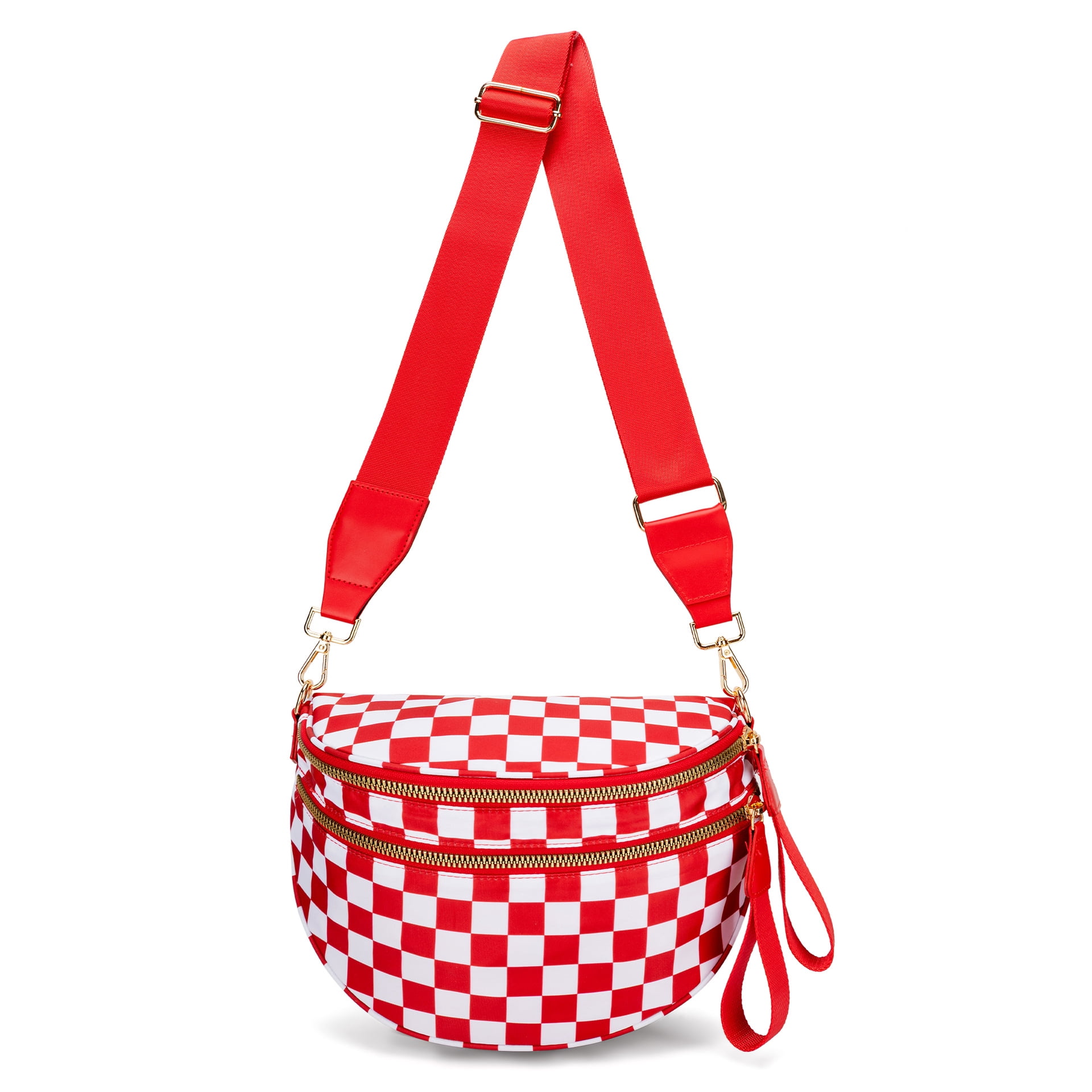 Jia Store Crossbody Bag,Checkered Purse for Women Black and White Bum Bag Fanny Packs Belt Bag Sling Bag with Shoulder Strap