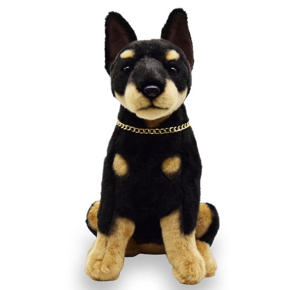 Jia Store Highly Realistic Doberman Pinscher Plush Toy - Lifelike Stuffed Dog for Kids, Dog Lovers & Collectors