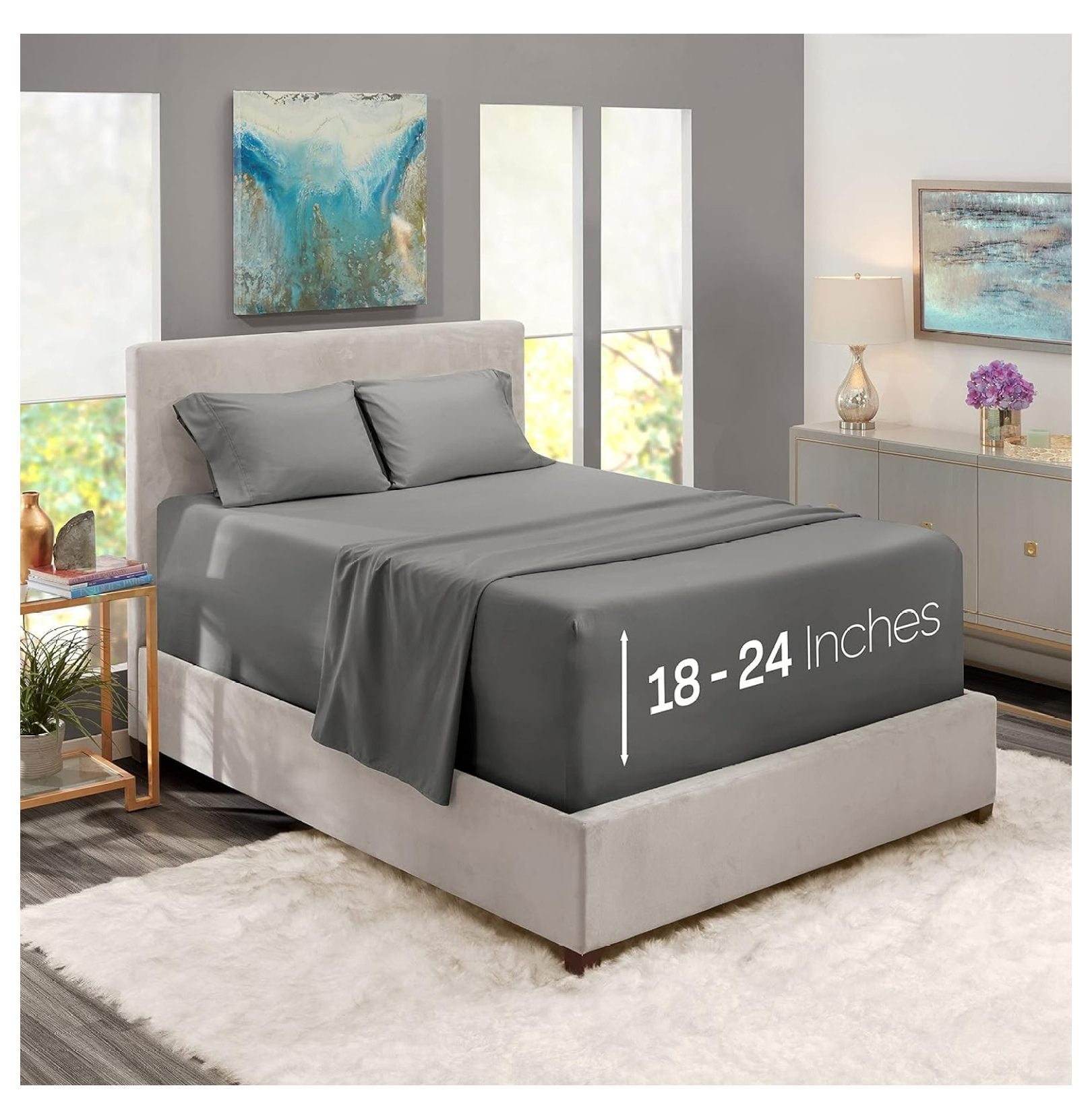 Jia ma sha Extra Deep Pocket Sheets Fits Mattress 1824 Inches Deep