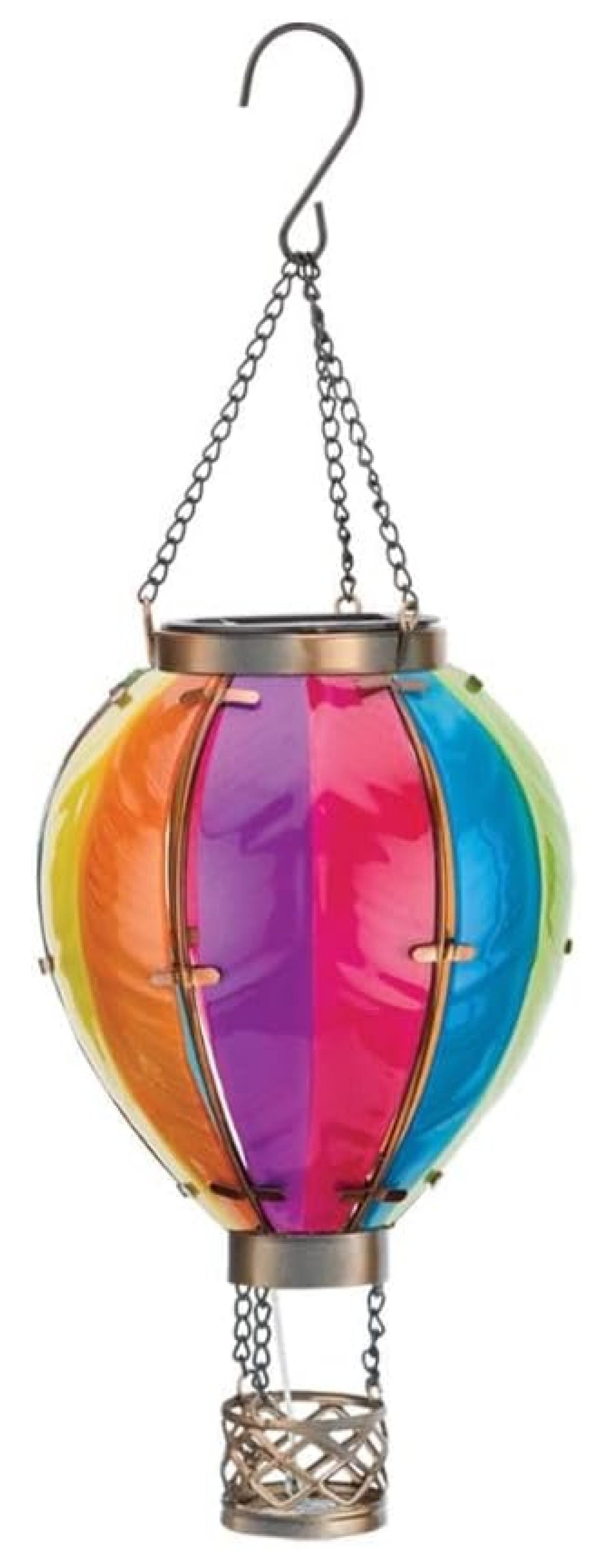 15'' Multicolor Glass Hot Air Balloon LED Lantern