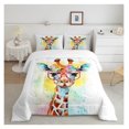 thumbnail image 1 of Jia ma sha Watercolor Giraffe Kids Comforter Set King Size,Cartoon Animals Toddler Bedding Set,Girls Boys Adults Room Decor,Rainbow Tie-dye Boho Down Comforter,Colorful Cute Duvet Insert,2 Pillowcases, 1 of 6