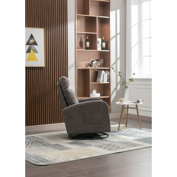 JiaDa Upholstered Swivel Glider.Rocking Chair for Nursery in Dark Grey.Modern Style One Left Bag