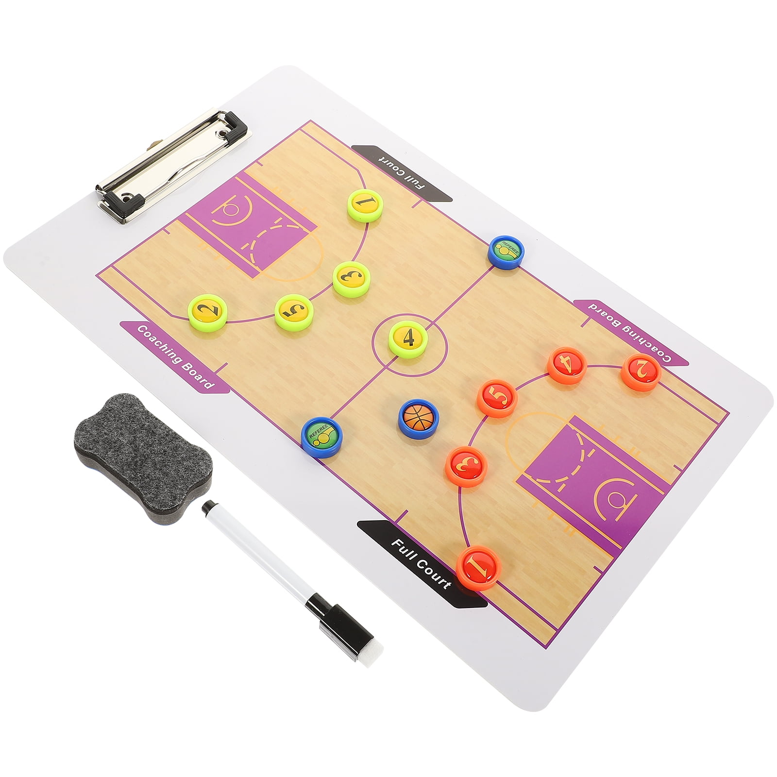 JiaHuin 1 Set Basketball Coaching Board Dry Erase 2sided
