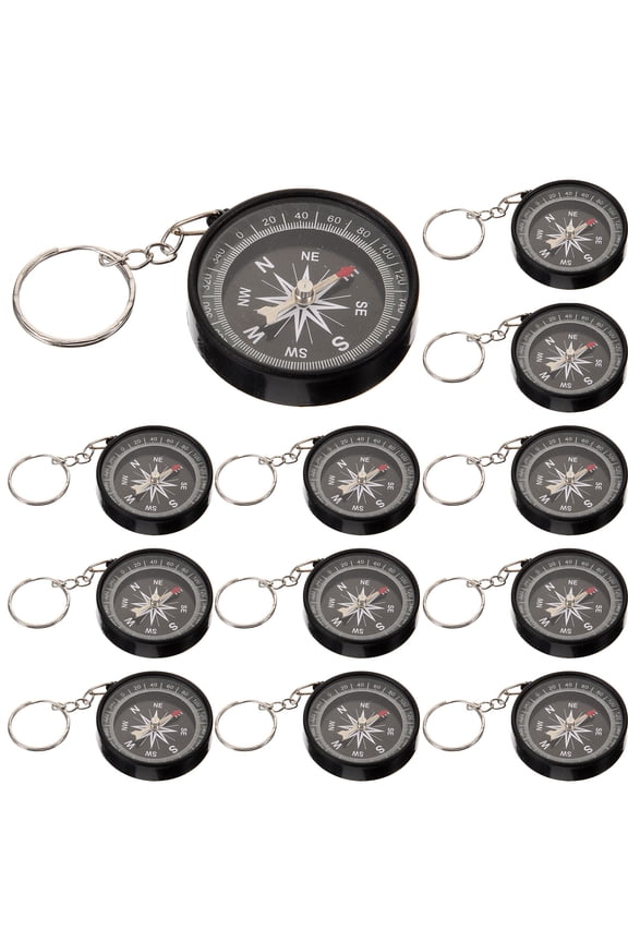 JiaHuin 12 Pcs Keychain Compass Key Ring Key Ring Compass Key Compass Pendant Compass Key Chain Compass Bag Pendant Child