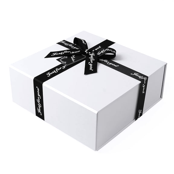 JiaWei World Gift Box 9.4x9.4x3.7 inches, Magnetic Gift Box with Ribbon for Christmas, Wedding, Birthday