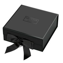 JiaWei World Gift Box, 9.4x9.4x3.7 inches, Small Black Magnetic Gift Box with Lid for Christmas, Wedding, Birthday