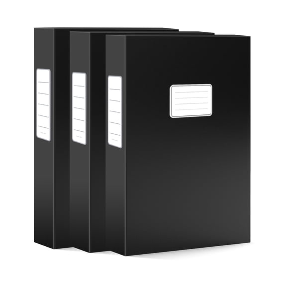 JiaWei World Storage File Boxes 3Pack, Archives Cases with Magnetic Lids, 4.5cm Thick, 400 Sheet Capacity for Office, School
