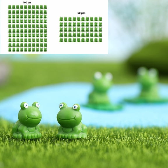 Jiaeri 50/100 Pcs Mini Frog Garden Decor | Green Frog Figurines | Miniature Home Décor | Tiny Plastic Frogs | Fairy Garden Decor