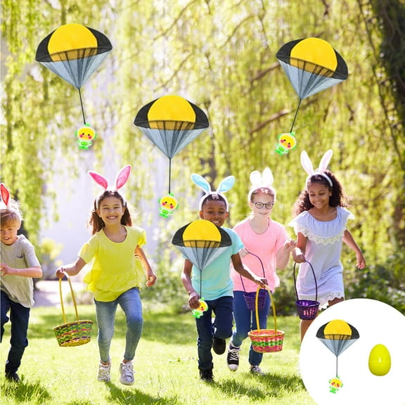 Jiaeri Easter Parachute Toy Egg Set, Toss and Catch Outdoor Game, Interactive Party Filler for Egg Hunts and Spring Celebrations, Reusable Plastic & Polyester Fun Activity