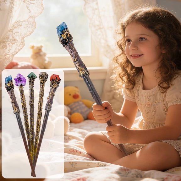 Jiaeri Natural Crystal Stone Magic Scepter & Plastic King Scepter - Fairy Stick Crystal Cane Costume Accessory for Adults & Kids