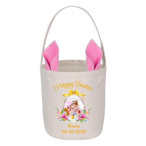 Jiaeri Personalized Easter Basket with Custom Name, Canvas Storage Bin for Easter Gifts, Reusable Holiday Decor, Family Celebration Basket Stuffers, Durable & Spacious Easter Bunny Basket