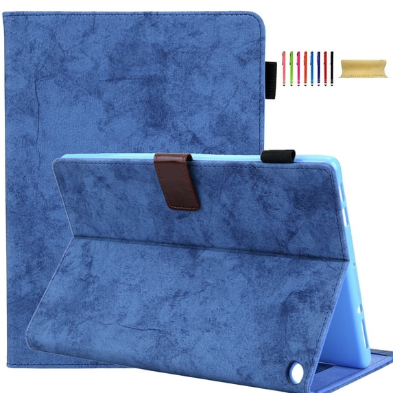 Jiahe Cover for Amazon Fire Max 11 2023, Slim Multi-Angle Stand Shell Protective Case with Pen Holder,Folio Flip Synthetic Leather Shockproof Card Slot Case Cover,Blue