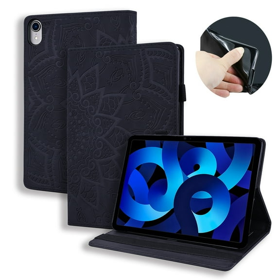 Jiahe Cover for Apple iPad 10th Generation Case with Pencil Holder, 2022 iPad 10.9 Inch Case, Embossed PU Leather Shockproof Folio Stand Shell Slim Cover Case for iPad A2757 A2777,Black