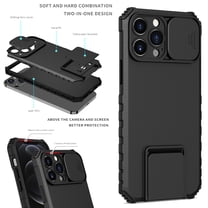 Jiahe Cover for Apple iPhone 12 Pro Max Military Grade Drop Proof Protection Rugged Protective Phone Cover with Built in Kickstand & Slide - Shockproof TPU Matte Textured Bumper,Black