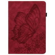 Jiahe Cover Case for Apple iPad 10th Generation 10.9" 2022 Shockproof Synthetic Leather Embossed Butterfly Folio Stand Smart Cover with Card Pocket Case for iPad 10th Gen 10.9", Red