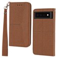 thumbnail image 1 of Jiahe Cover Case for Google Pixel 7 Pro ,Synthetic Leather Wallet Case with Card Holder,Flip Folio Magnetic Closure,Kickstand,Wrist Strap Cover for Google Pixel 7 Pro, Brown, 1 of 8