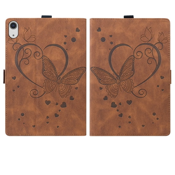 Jiahe Cover Case for iPad 10th Generation 10.9" 2022 Release, Anti-Slip Stand Embossed Patterned Folio Leather Soft TPU Shockproof Protective Cover with Card Slots & Pencil Holder, Brown