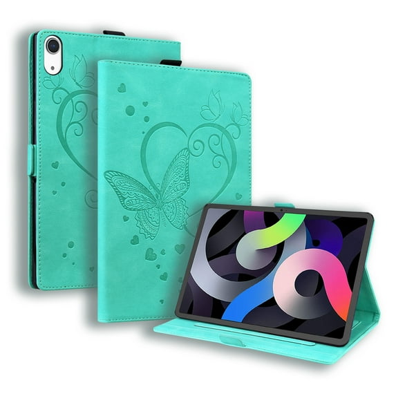 Jiahe Cover Case for iPad 10th Generation 10.9" 2022 Release, Anti-Slip Stand Embossed Patterned Folio Leather Soft TPU Shockproof Protective Cover with Card Slots & Pencil Holder, Green