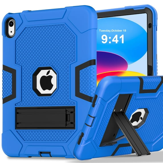 Jiahe Cover Case for iPad 10th Generation 2022, Protective Case with Kickstands, Hybrid Impact Resistant Shockproof & Sturdy for iPad 10th Gen 10.9 Inch Case 2022, Blue/black