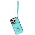 thumbnail image 1 of Jiahe Cover Case For iPhone 14 Pro Max  6.7 Inch Wallet Case with Card Holder, Built-in Finger Ring Holder Kickstand, RFID Blocking Leather Buttons Shockproof Wrist Strap Cover, Mint, 1 of 10