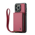 thumbnail image 1 of Jiahe Cover Case for iPhone 14 Pro Max, Zipper Wallet Case with RFID Card Holder Slot Wrist Strap Handbag Protective Leather Cover Gift for Women Compatible with iPhone 14 Pro Max, Red, 1 of 10
