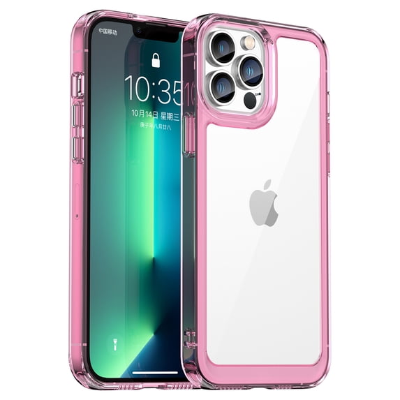 Jiahe Cover Clear for iPhone 13 Pro Max Case, Cute Women Girly Shockproof Military Grade Protective Hard Back Case with Soft TPU Edge, Slim Protection Bumper Cover for Girls Men, Rose